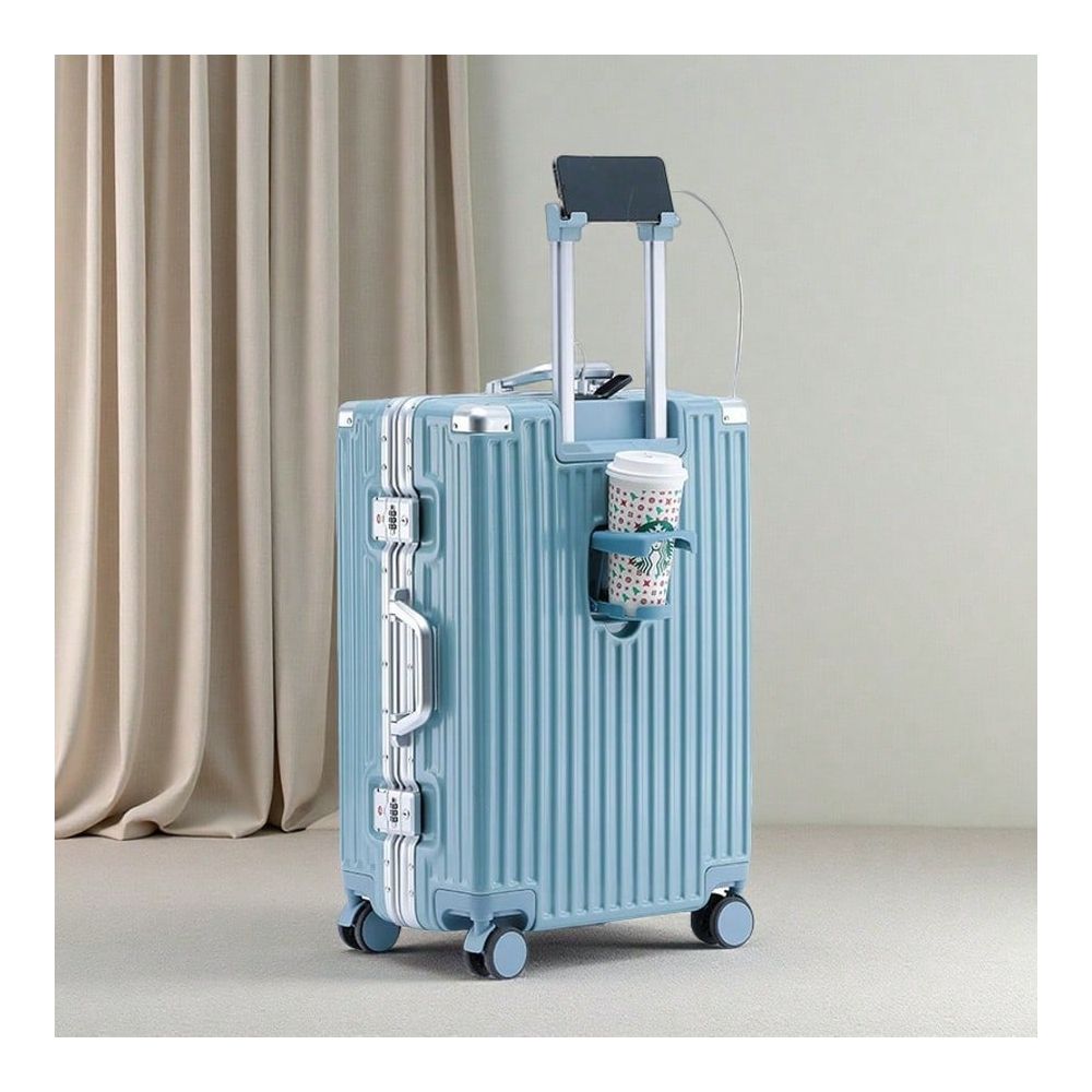Aluminum Frame Carry On Luggage - 20/24인치 알루미늄 프레임 여행가방 세트, 컵홀더,