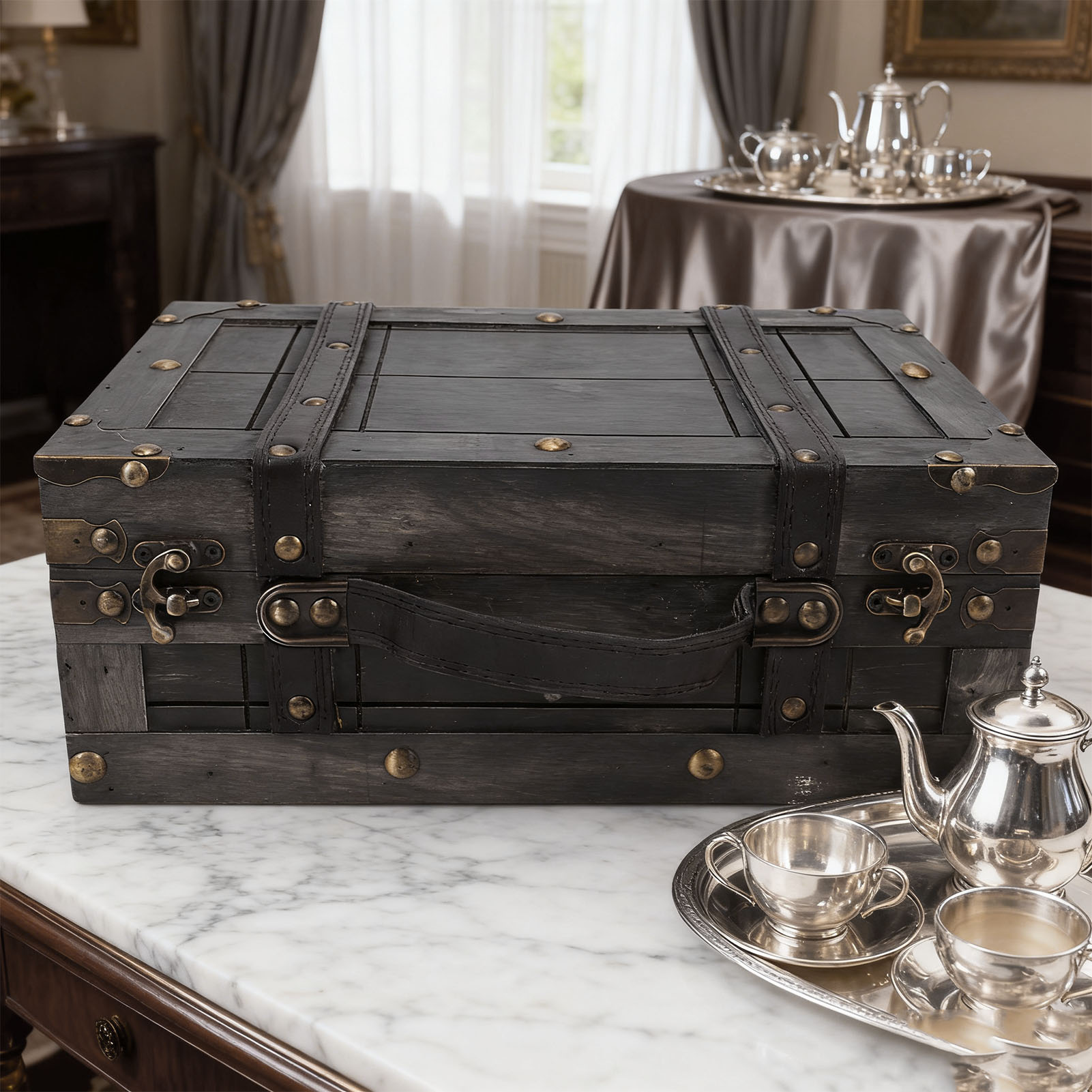 Retro Vintage Trunk Suitcase - 나무 보관함 나무 상자 빈티지 나무