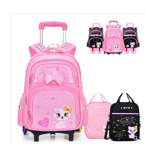Foldable Rolling Luggage Bag - 학생 학교 롤링 배낭 학교 트롤리