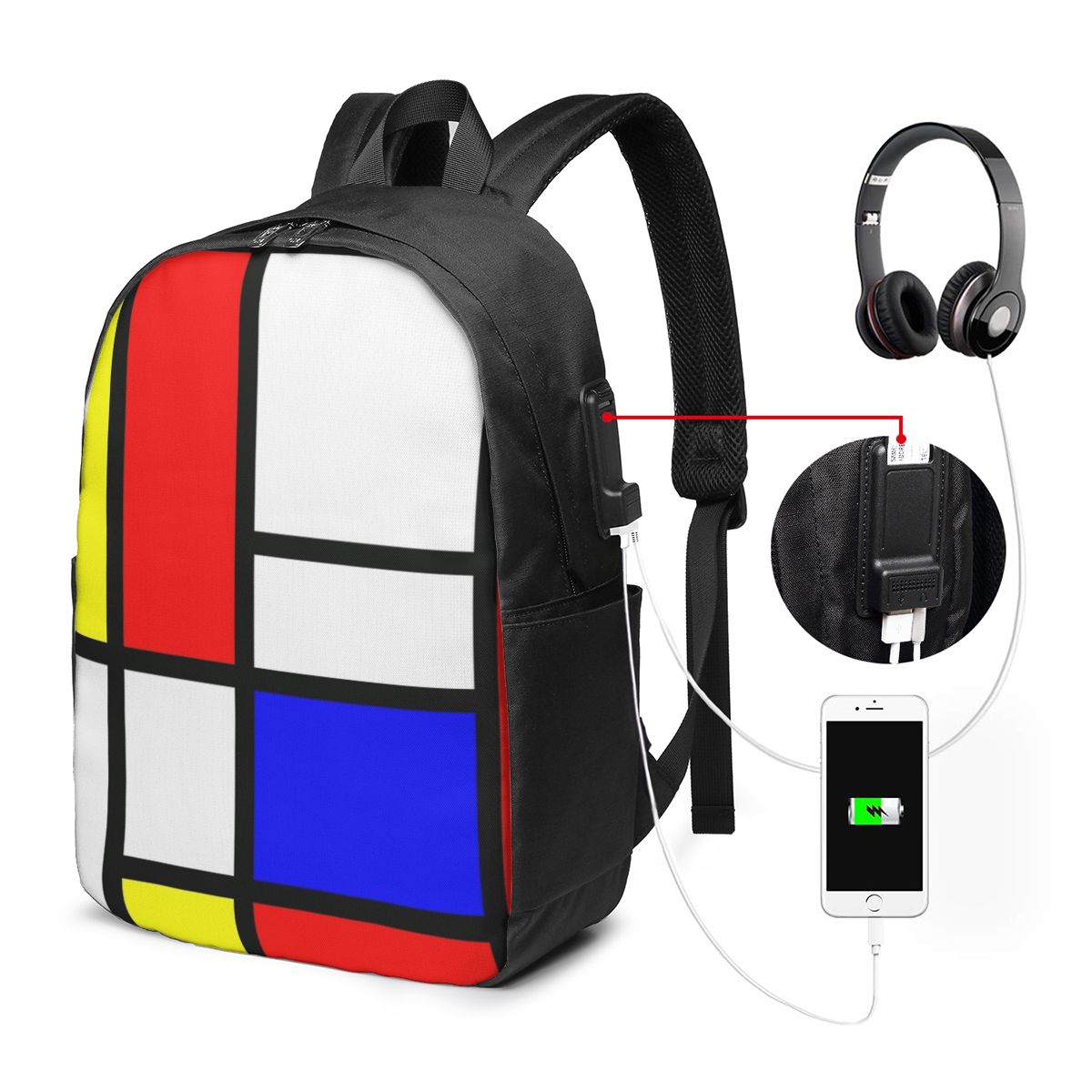 Travel Bags - Piet Mondrian Composition 배낭 여행 노트북