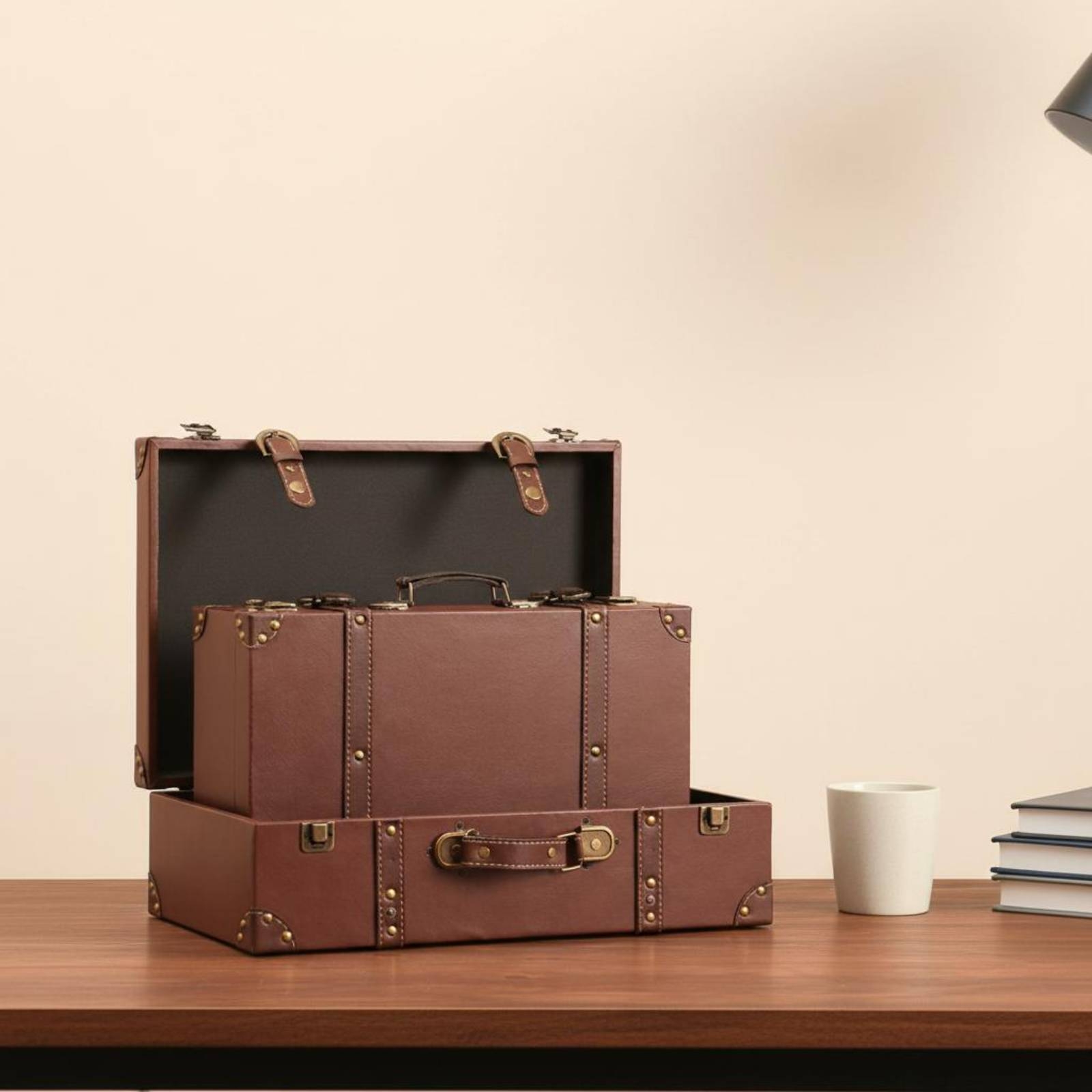 Retro Vintage Trunk Suitcase - 빈티지 가죽 느낌의 하드케이스 여행 가방,
