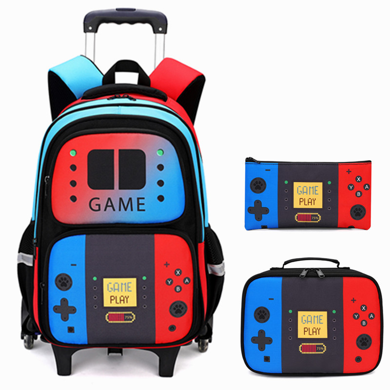 Foldable Rolling Luggage Bag - 3PCS 어린이용 롤링 백팩 (남아용 게이머