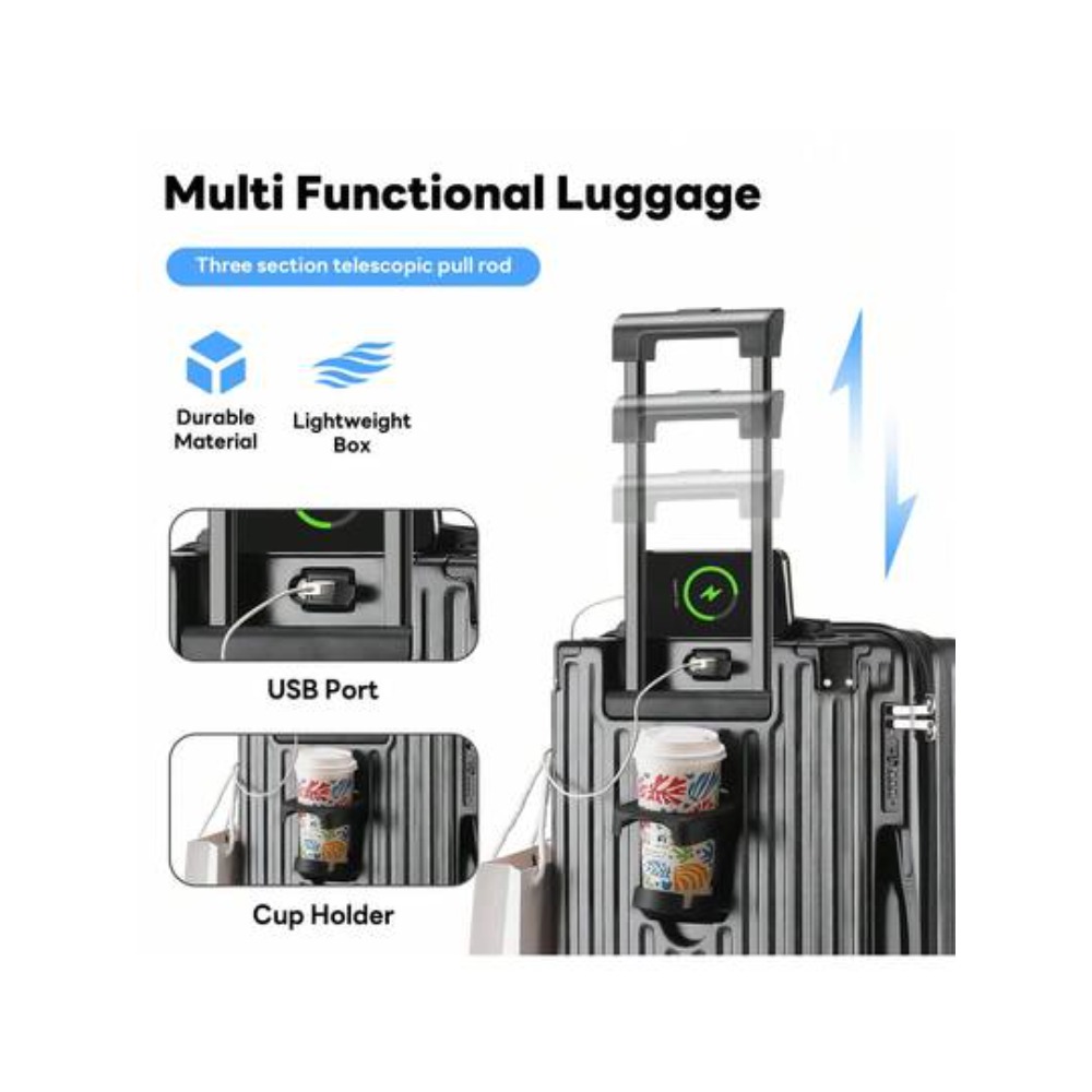 20인치 기내용 캐리어 가방 (컵홀더 및 USB 포트  - Spinner Wheel Rolling Suitcase 20 Inch 리뷰 및 가격