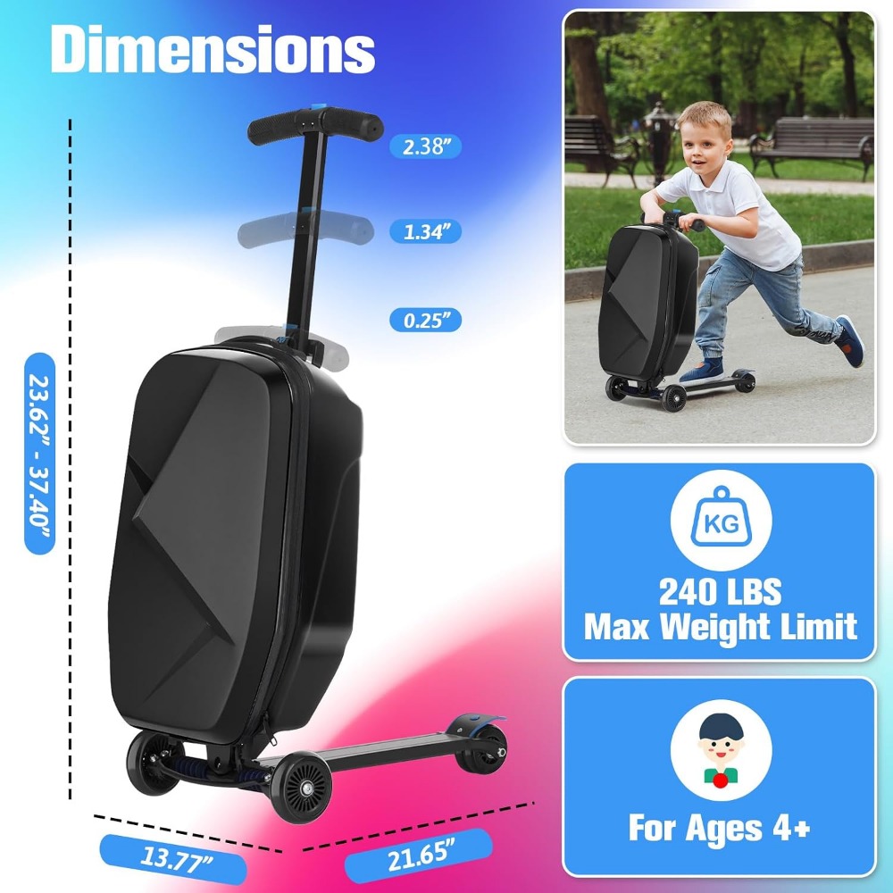 어린이용 스쿠터 캐리어: 가볍고 접이식인 라이드온 여행 - Kids Ride On Suitcase Scooter 리뷰 및 가격