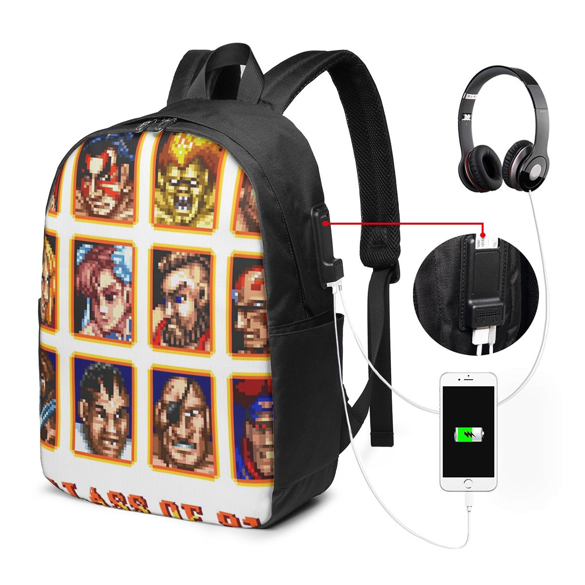 디패티드 포트레이트 슈퍼 스트리트 파이터 백팩 여행용  - Travel Bags 리뷰 및 가격