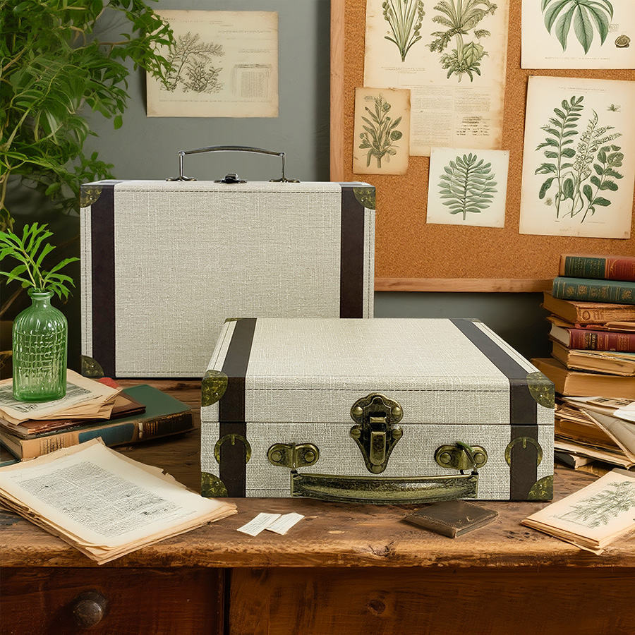 2개 세트 빈티지 여행 가방 스타일 수납함(뚜껑 포함) - Retro Vintage Trunk Suitcase 리뷰 및 가격