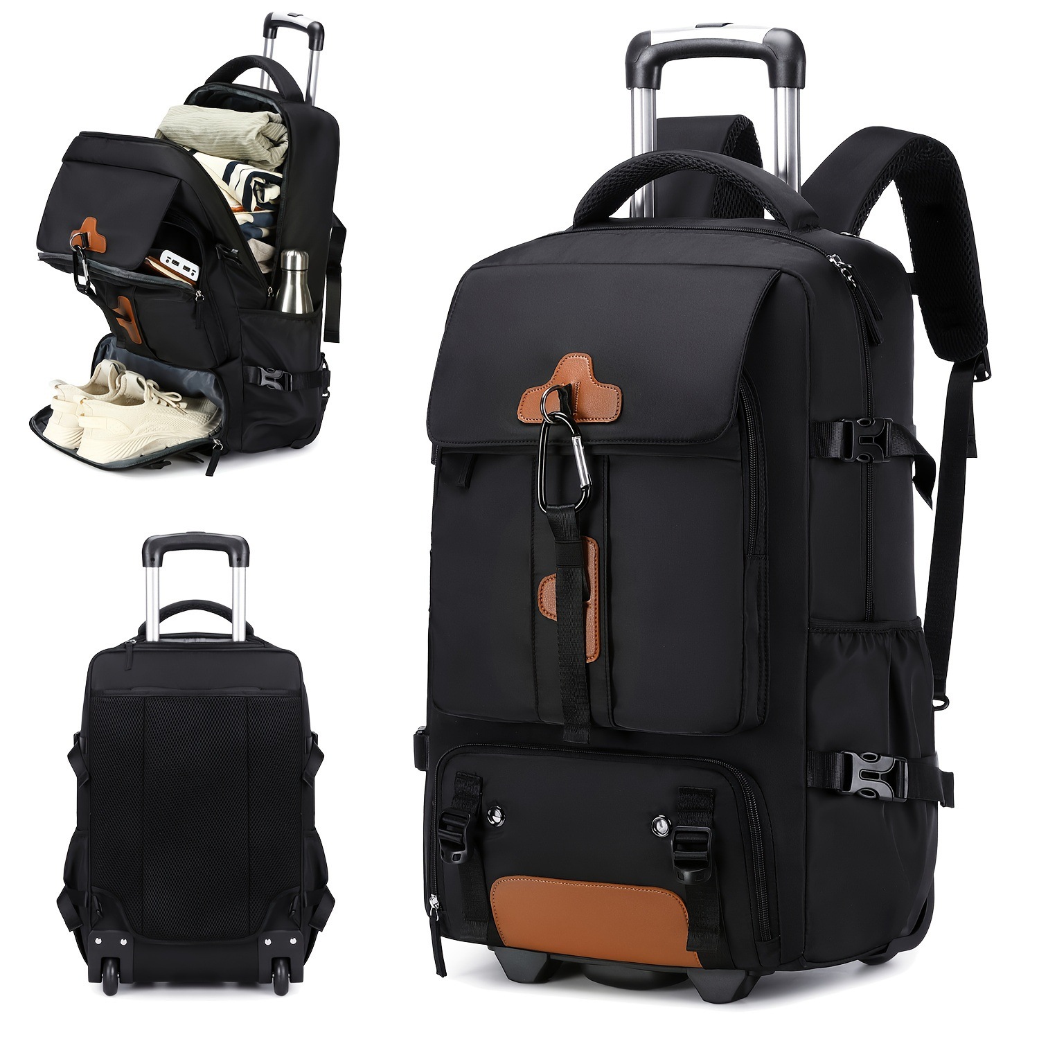 롤링 백팩 대용량 여행용 백팩 바퀴 달린 휴대용 수하물 - Foldable Rolling Luggage Bag 리뷰 및 가격