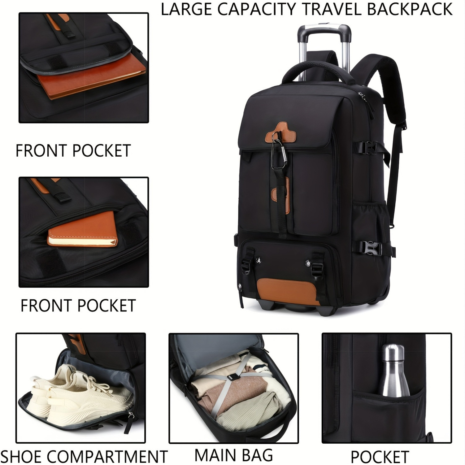 롤링 백팩 대용량 여행용 백팩 바퀴 달린 휴대용 수하물 - Foldable Rolling Luggage Bag 리뷰 및 가격