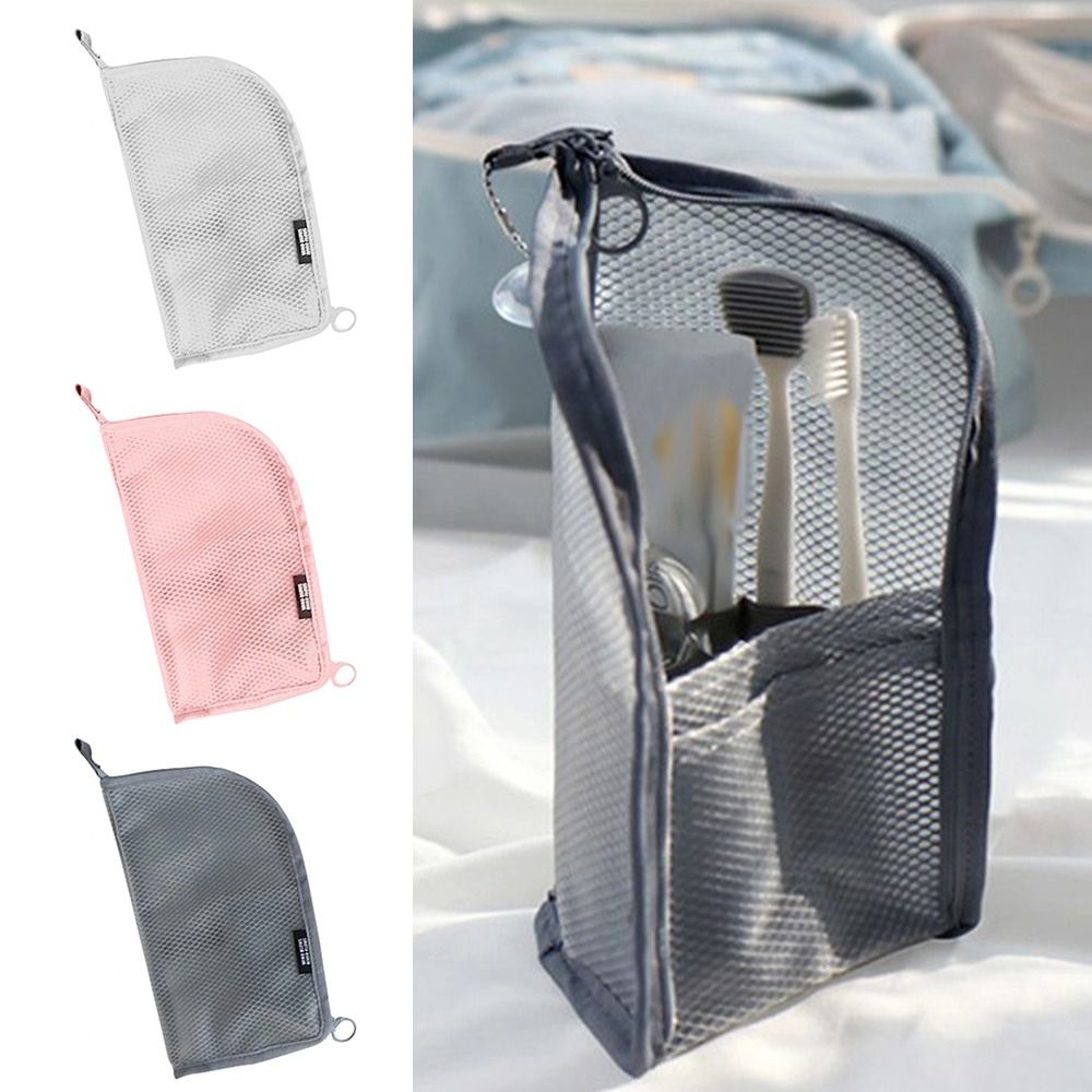 휴대용 스탠드 메이크업 브러쉬 가방 메쉬 지퍼 화장품  - Cosmetic Bags 리뷰 및 가격