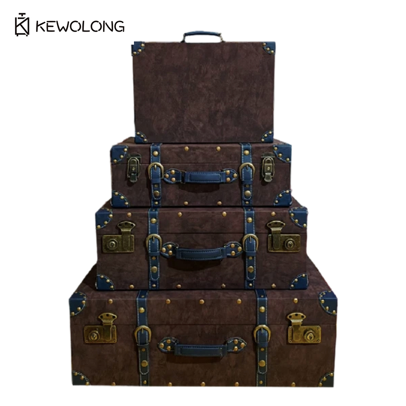 빈티지 가죽 여행가방 스타일 수납함, 뚜껑이 있는 나무 - Retro Vintage Trunk Suitcase 리뷰 및 가격