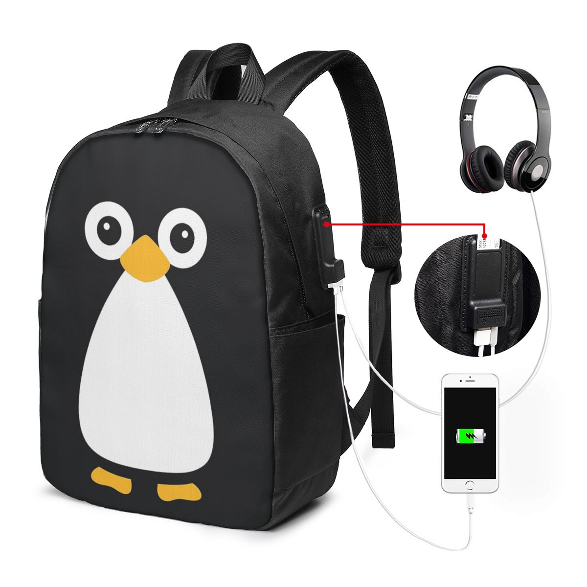 귀여운 벡터 펭귄 배낭 여행 노트북 가방 컴퓨터 대학생 - Travel Bags 리뷰 및 가격